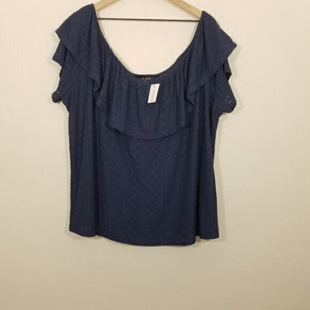 Lane Bryant Off The Shoulder Stretch Blue Top Blouse Size 22/24